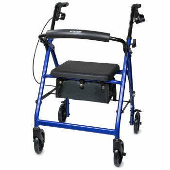 WALKER, ROLLATOR LTWT FOLDINGALUM W/6" WHLS BLU 300LB