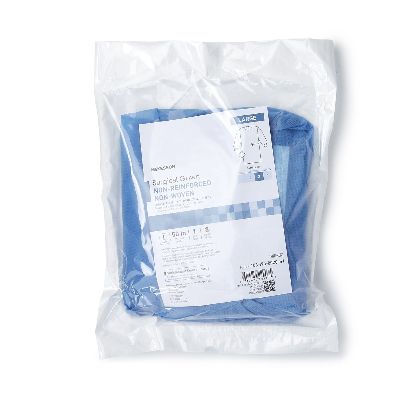 GOWN, SURGICAL NON-WOVEN RAGLAN STR W/TOWEL LG (24/CS)